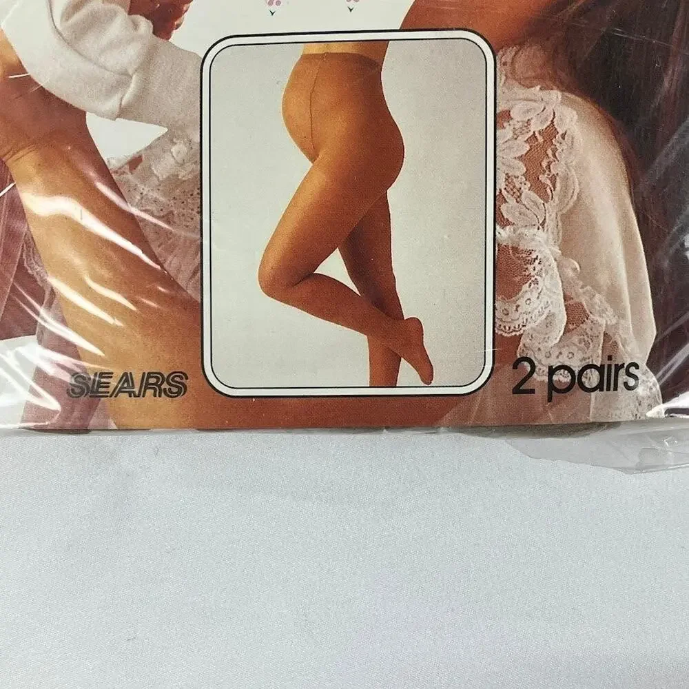 Vintage Sears Take Nine Maternity Pantyhose Tall Sandstone 2 Pair Deadstock